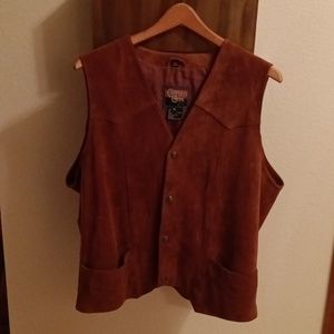 Men's rough out leather vest, Cripple Creek brand, XL, rust
